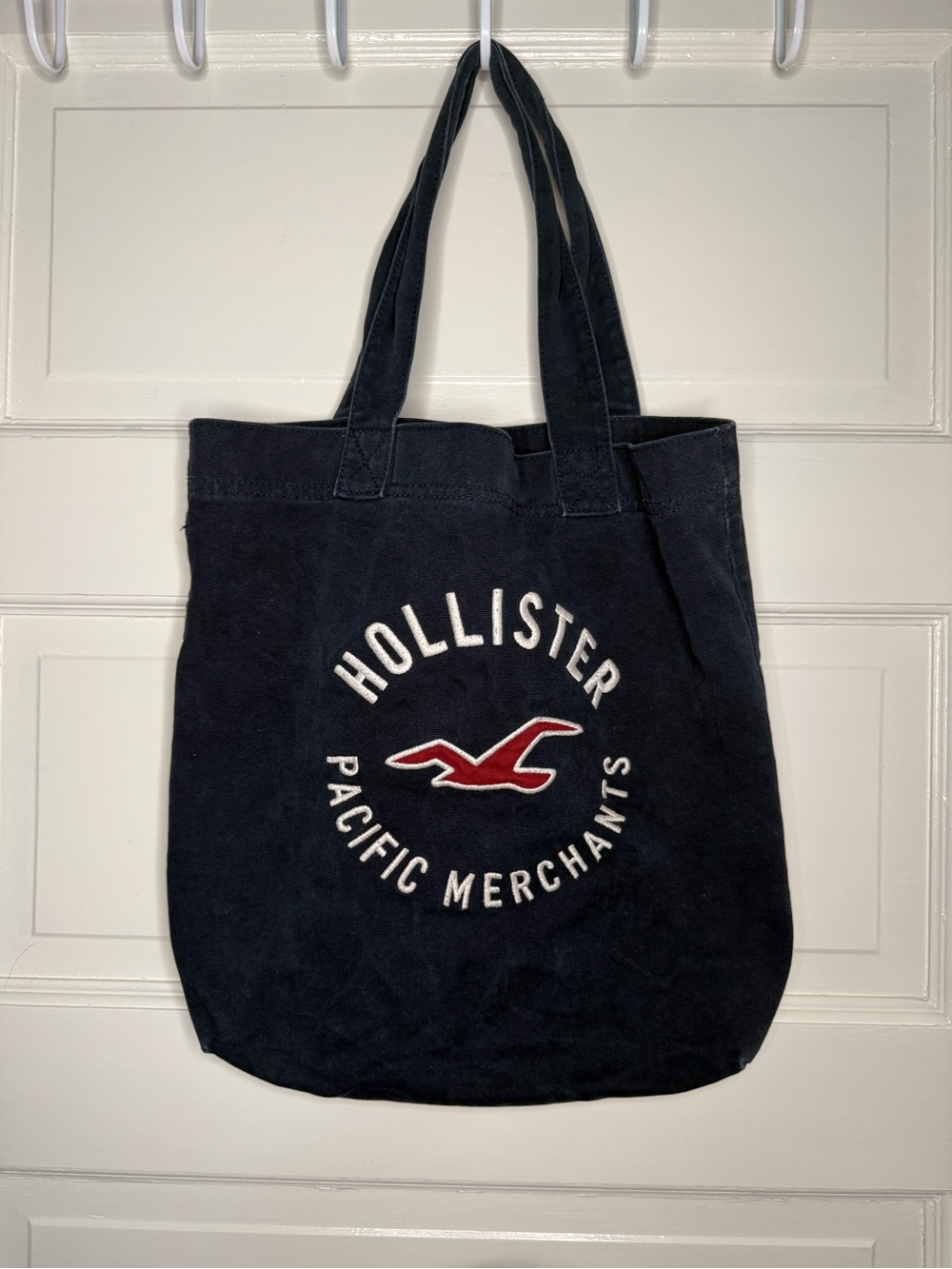 Hollister Navy Canvas Tote with Red Logo